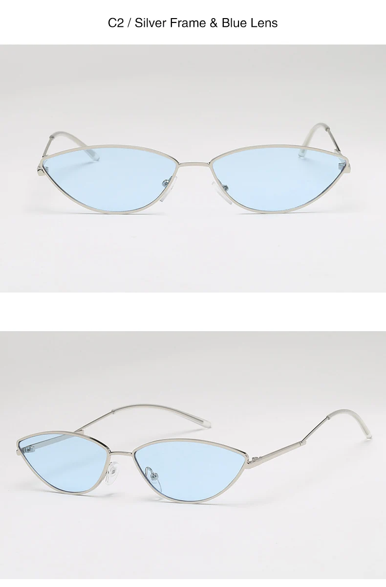 Розовые узкие сексуальные солнцезащитные очки, женские, Звездные, хиппи, крошечные, тонкие, проволочные, солнцезащитные очки, Дамское треугольное зеркало, кошачьи ушки, синие очки, Femme WL918