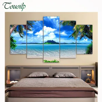 

5d DIY Diamond Painting Beach sea nature scenery Cross Stitch Kits Full Diamond Embroidery 5D Diamond Mosaic Needlework 5 pcs