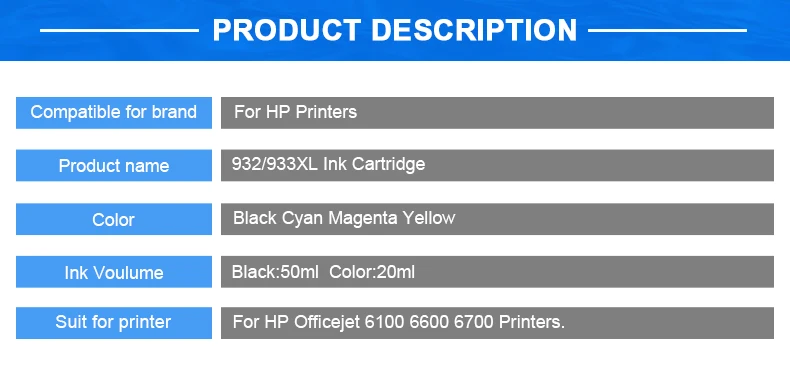 HINICOLE 12 шт. Замена для hp 932 933 чернильный картридж XL для hp Officejet 6100 6600 6700 7110 7610 7612 картриджи для принтеров