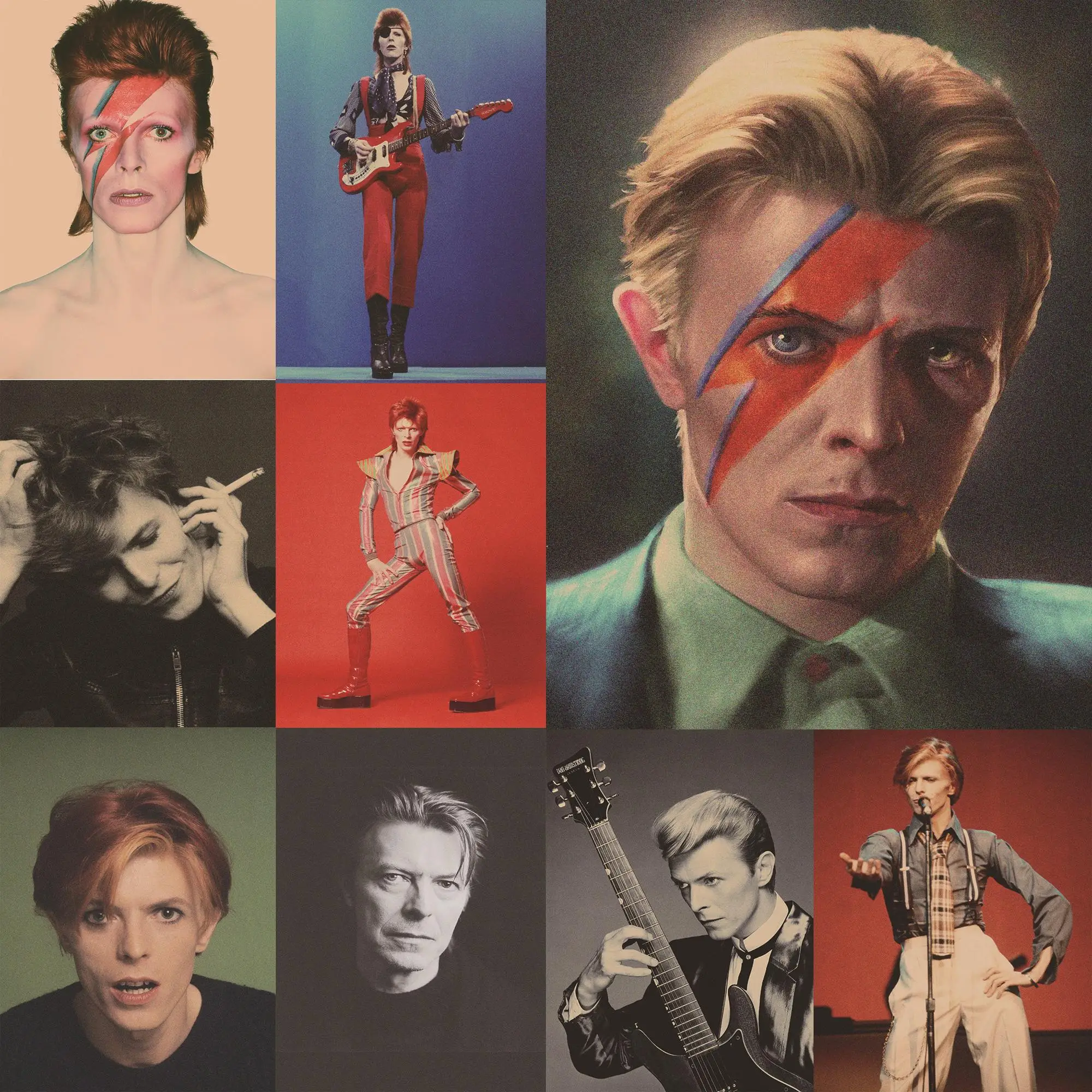 Постеры David Bowie рок музыка настенные наклейки коричневый крафт бумага виниловое