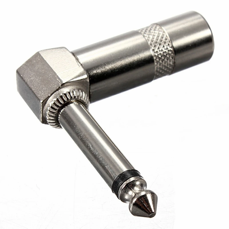 4pcs L-shape Right mono Audio Plug Nickel Plated 1/4 Inch 6.35mm Jack Right Angle Male Mono Phone Plug Guitar Audio Connector