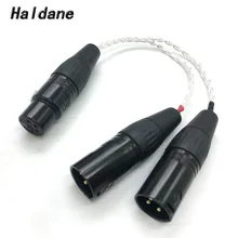Free Shipping Haldane 8 Cores 7N OCC Silver Plated 4-pin XLR Female to 2x 3-pin XLR Male Balanced cable Headphone Audio Adapter yyaudio 1 pair y 8 hifi xlr cable pure 7n occ silver plated audio cable with top grade carbon fiber xlr plug