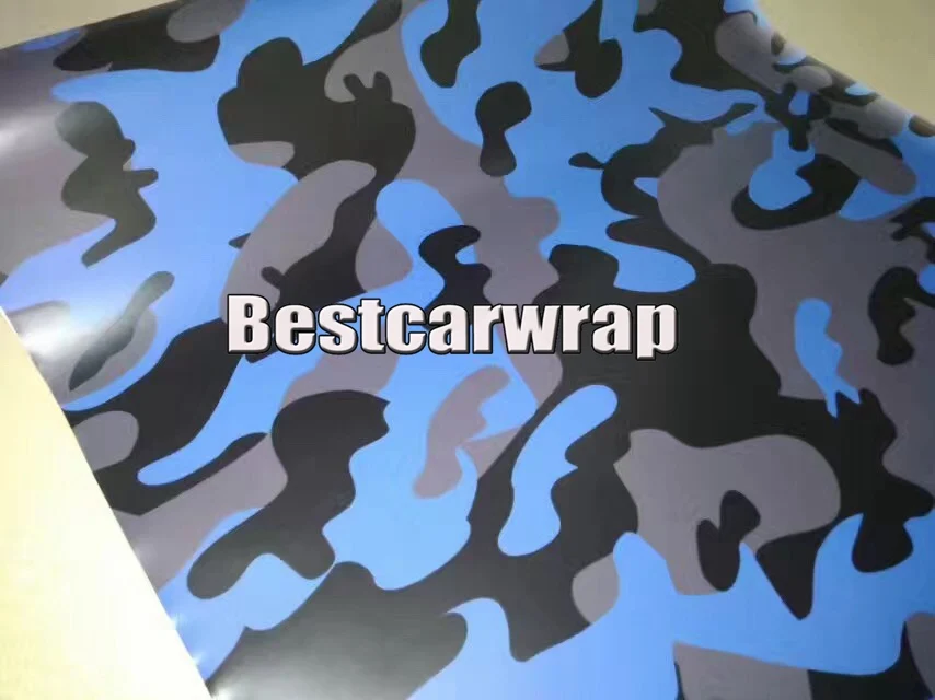 

BLUE Large Camo Snow Vinyl Car Wrap film ubran Camouflage Car Sticker with air bubble free AUTO SKIN 1.52x 10m/ 30m Roll