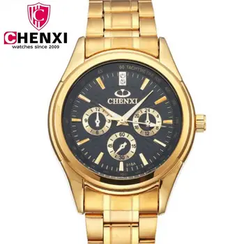 

CHENXI Full Gold Watch Mens Watches Top Brand Luxury Waterproof Quartz watch Steel Wrist Watch for Men relojes hombre PENGNATATE
