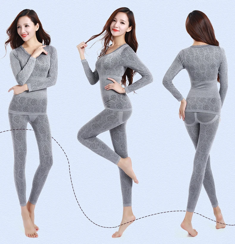 Queenral Sexy Warm Thermal Underwear Women Winter Thermal Underwear Seamless Long Johns Breathable Ladies Slim Underwears Sets  28