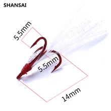 SHANSAI 20 шт./лот рыболовные крючки сочетание рыболовный крючок Приманка искусственные, силиконовые приманки Красный перо якорь колючая крючок F86