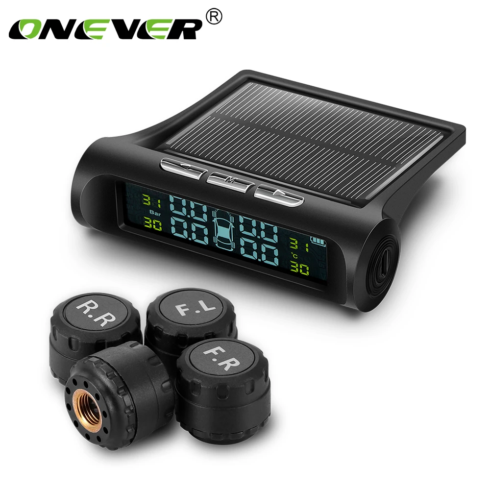 

Smart Car TPMS Tyre Pressure Monitoring System Solar Power Charging Digital LCD Display Auto Security Alarm Systems Warning IP67