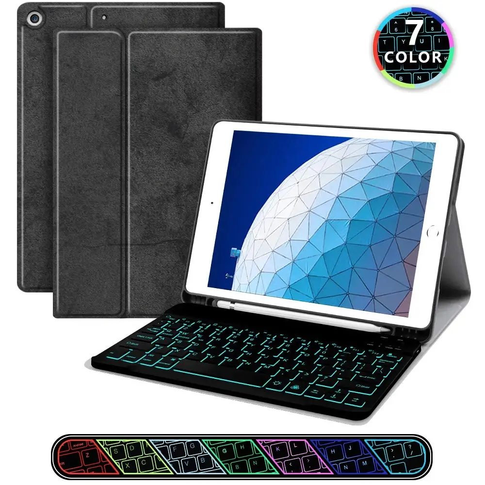 Клавиатура с подсветкой для iPad mini 5 7 9 2019 чехол держателем карандашей смарт дюйма