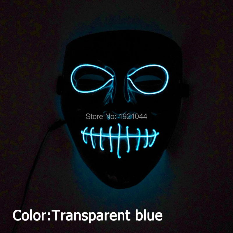 Новинка, модель высокого качества Хэллоуин пугающая маска светящийся светодиодный вечерние маска с 3V контроллер для переключения режимов мигания черный Вендетта маска - Color: style 8