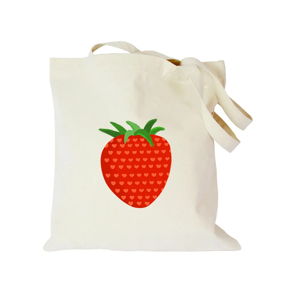 Origina kawaii canvas strawberry custom tote bag customize eco diy logo shopping bag with logo Dachshund Shepherd Dog Poodle (3)