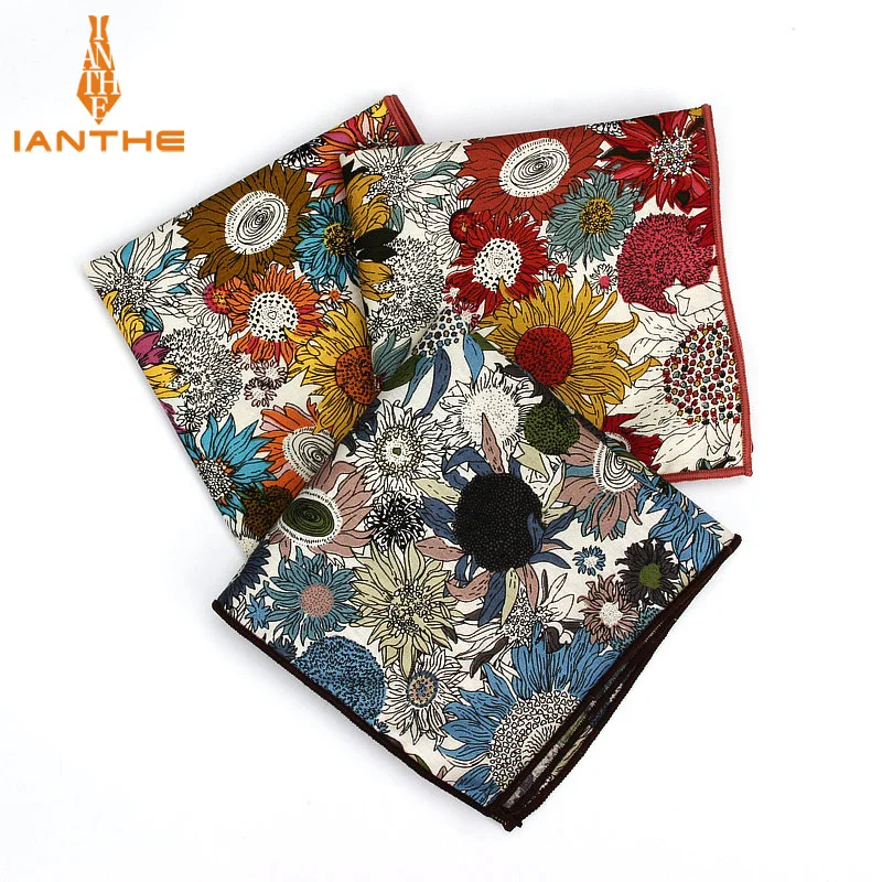 

Brand New Men's 100% Cotton Floral Vintage Pocket Square For Man Classic Handkerchief Check Hankies Suits Wedding Print Towel