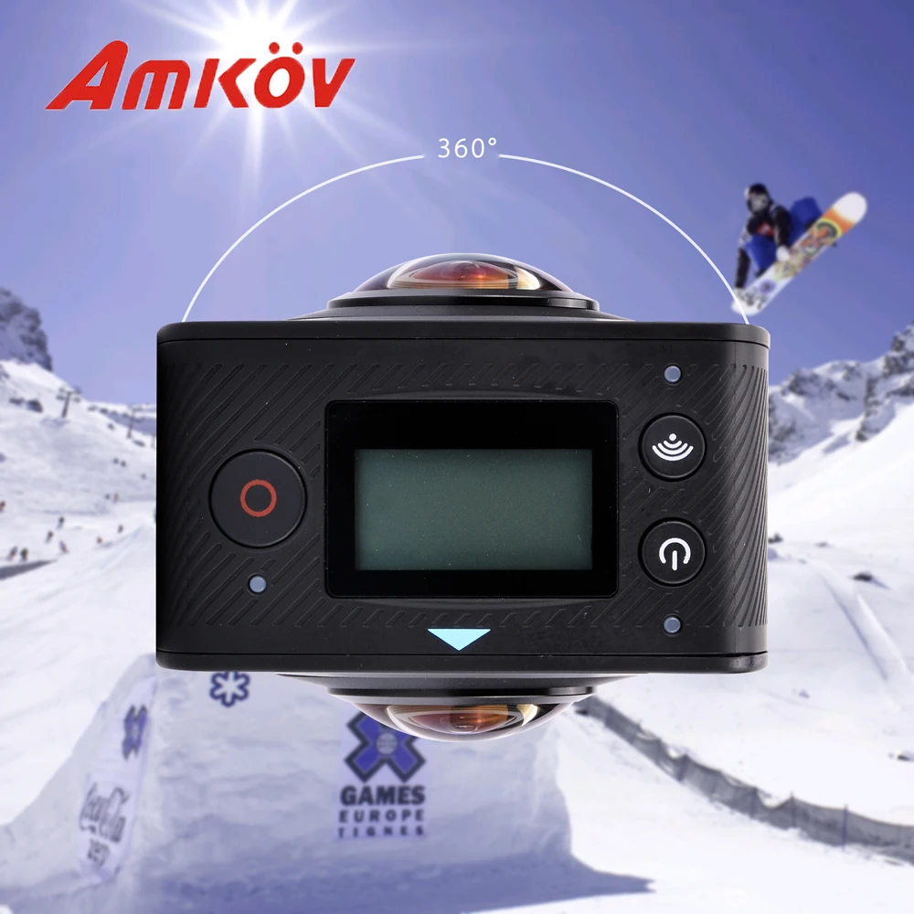 Оригинальный AMKOV AMK200S Беспроводной 360 градусов Панорама CMOS Двойной объектив Экшн