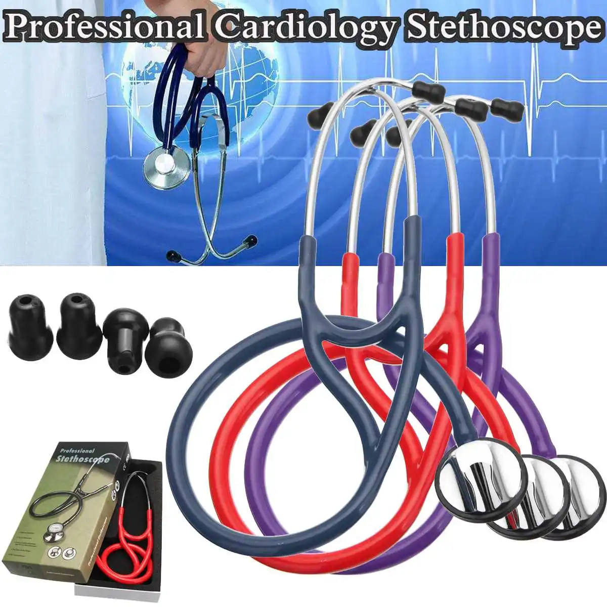 Односторонний однотрубный Стетоскоп одноголовый Professional Cardiology стетоскоп для медицинских лабораторных больничных принадлежностей