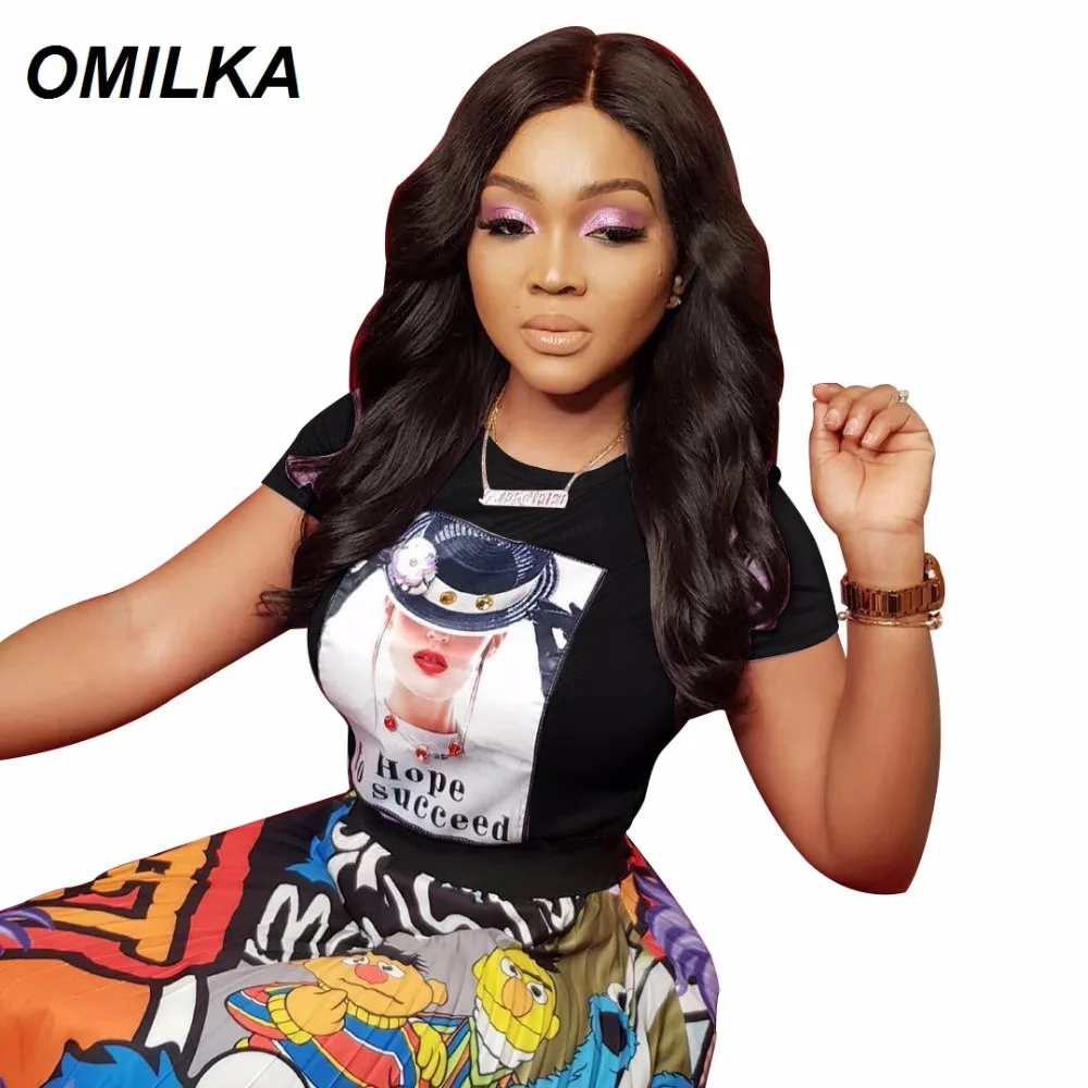 

OMILKA 2019 New Women Letter 3D Design Print O Neck Short Sleeve Tee Top White Black Casual Hip Hop Harajuku T-Shirts Summer