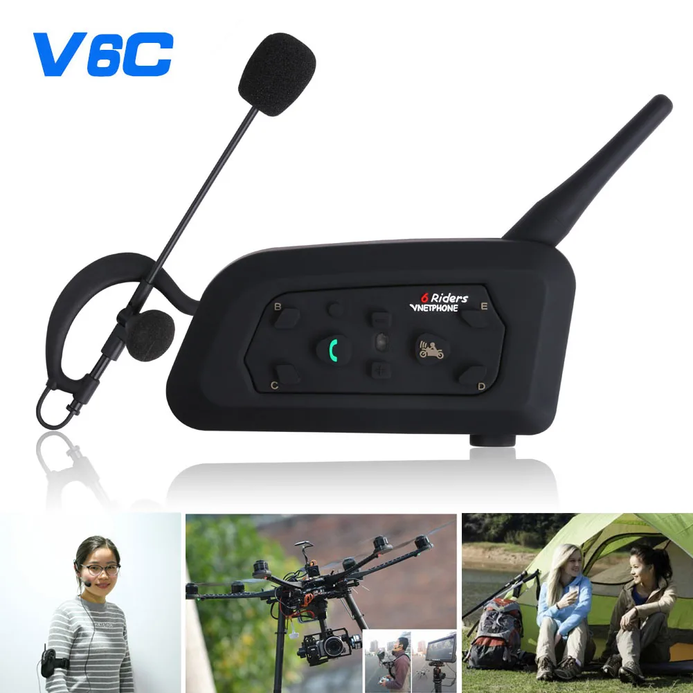 VNETPHONE V6C футбол рефери Интерком полный дуплексный 1200 м гарнитура беспроводной Bluetooth Interphone наушник автомобильный Стайлинг