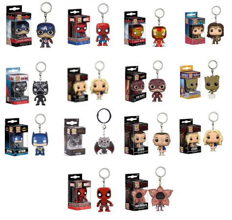 

Funko POP Keychain Toys BATMAn Game of throne Captain America FORKY wonder woman stranger things Figure Model toys for chlidren