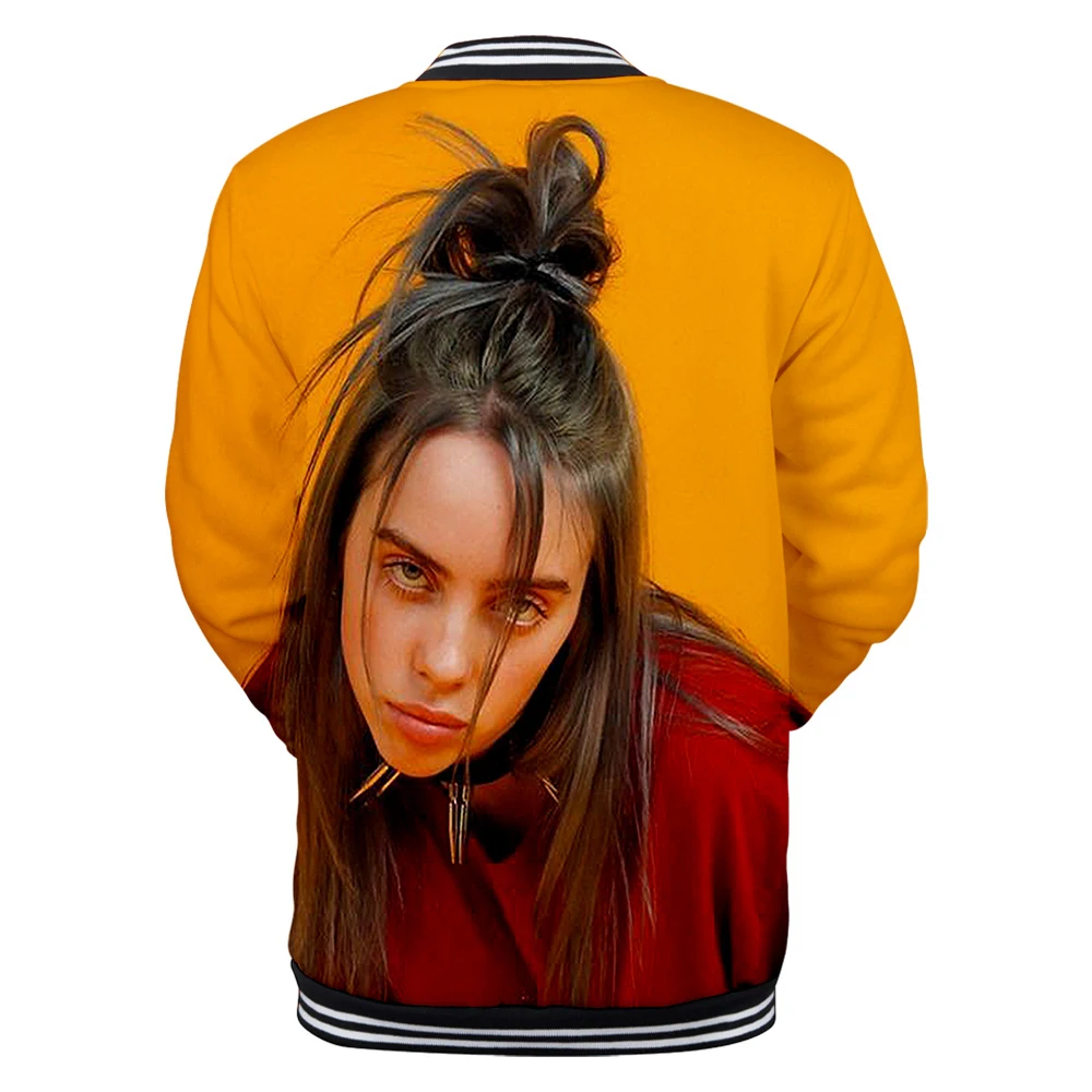 Лидер продаж Billie Eilish 3D куртка для мальчиков/девочек одежда для весны, осени, зимы модные Kpop Толстовка Harajuku Бейсбол куртка