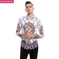 External model, European code, new style, long name family, wind print pattern, long sleeve shirt, C417 External model, European code, new style, long name family, wind print pattern, long sleeve shirt, C417