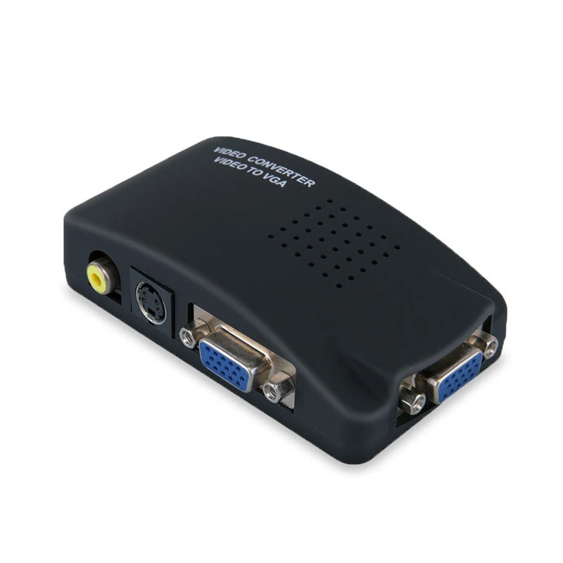 

New Composite AV S-Video to VGA Converter Box PC Laptop to TV Projector Video Converter Adapter DOM668