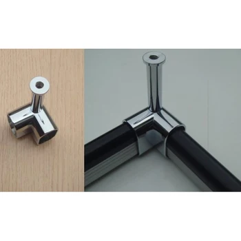 

2PCS CORNER 90 DEGREE CHROME ZINC SUPPORT BRACKET HOLDER FOR CLOSET OVAL ROD RAIL HANGER