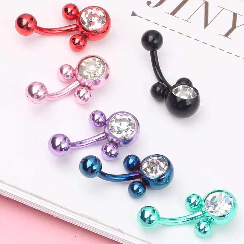Anozided Titanium Belly Button Rings Plated Body Piercings Navel Bars