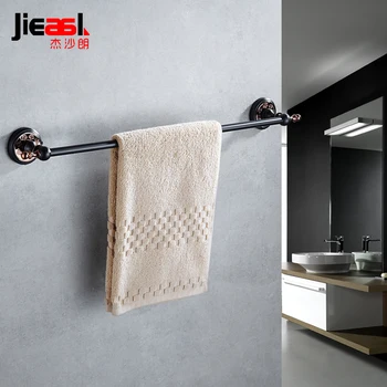 

Jieshalang Luxury Black Single Towel Bar Brass Wall Mounted Antique Towel Rail Bathroom Accessories