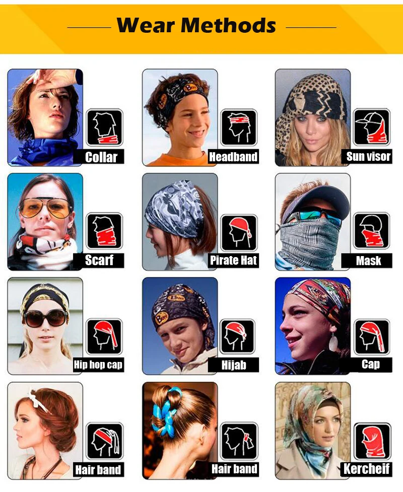 Magic Headband Outdoor Sports Neck Warmer Cycling Bike Bicycle Riding Face Mask Head Scarf Scarves Bandana Turban Pirate Hat