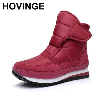 

HOVINGE Women boots flat winter shoes plush waterproof non-slip women ankle boots warm snow boots