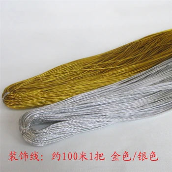 

3pcs Christmas Decoration Thread String Silver/Gold Ribbon Home Wedding Birthday Party Decoration Gift Wrapping Rope 100meter/pc