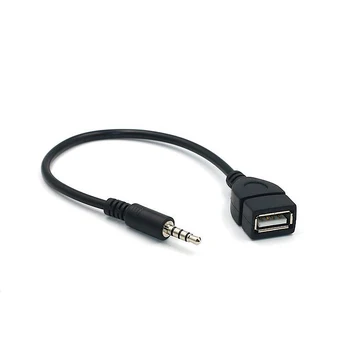 

3.5mm Male Audio AUX Jack to USB 2.0 Type A Female OTG Converter Adapter Cable Car Accessories