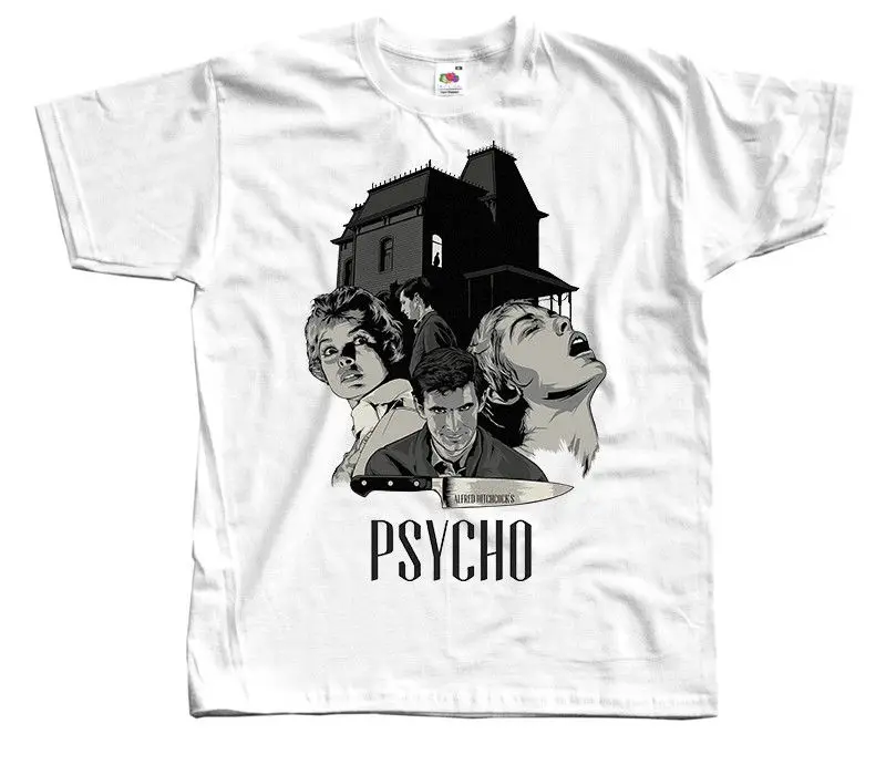Psycho (милый чудак) постер фильма футболка хичкока белый все размеры S-3XL новый