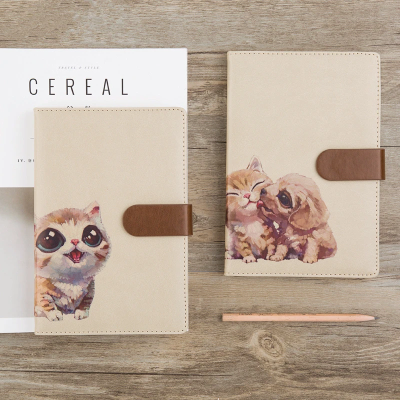 

Creative soft PU leather Magnetic Hardcover Notebook Kawaii Animal Prints efficiency handbook personal planner Diary agenda Note
