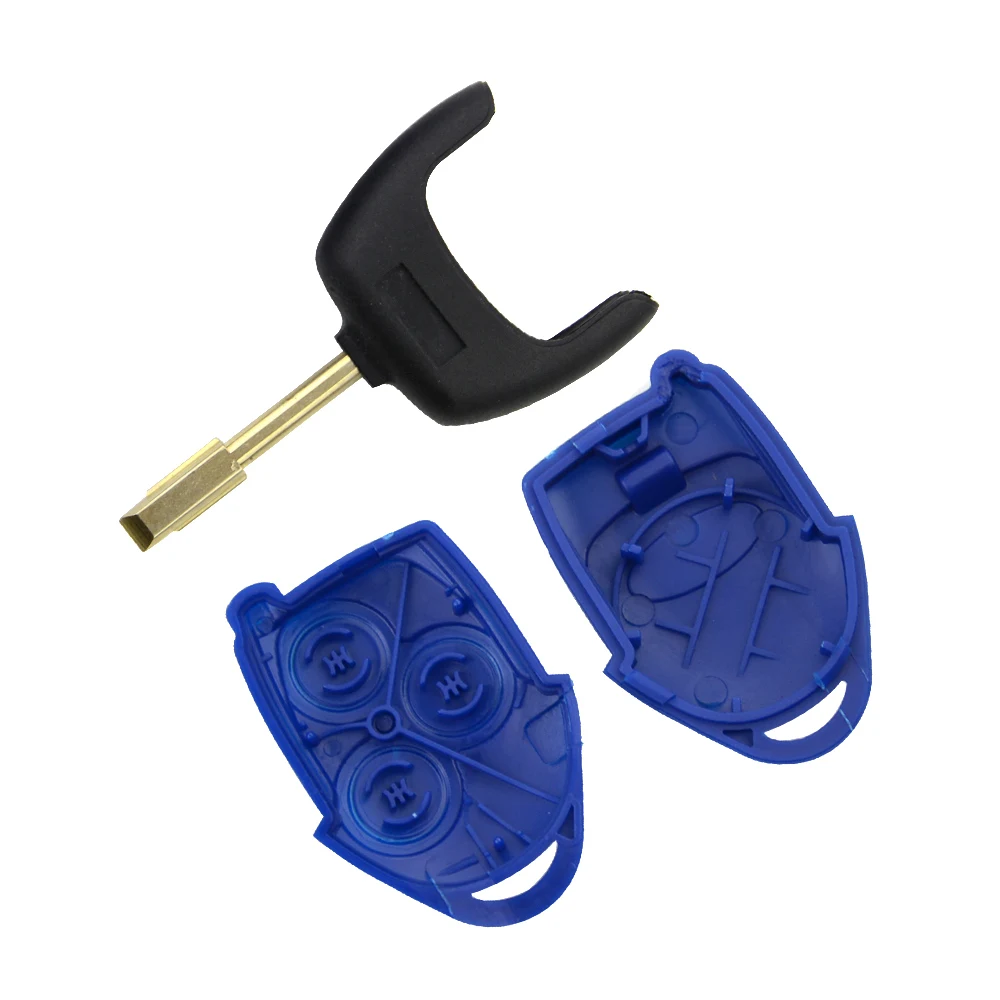 OkeyTech для Ford Focus Transit Mondeo подключения дистанционного Авто ключи в виде ракушки Синий чехол 3 пуговицы Uncut лезвие Замена Fob