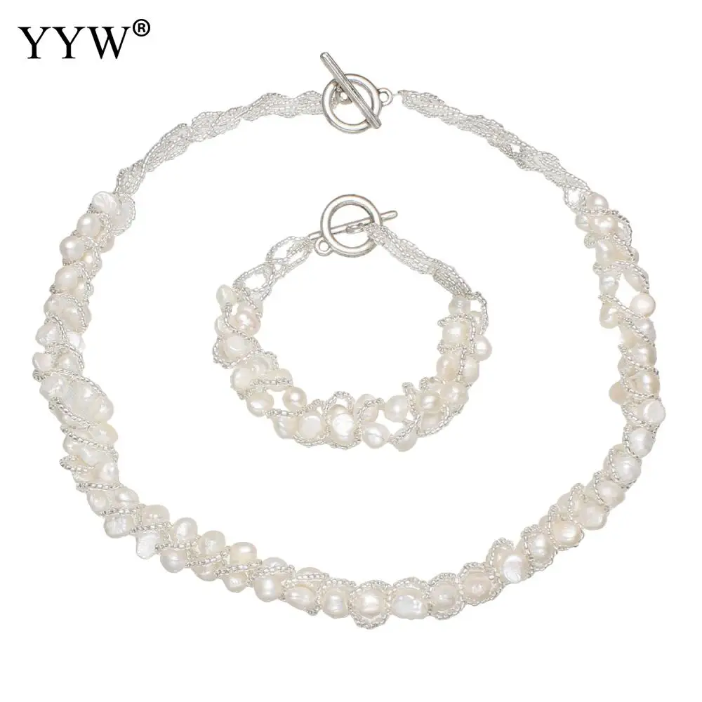 

Freshwater Pearl Jewelry Sets Bracelet for Women Real Pearl Necklace Bracelets African Beads Costume Bridal wedding Sets