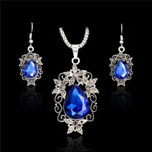 MISANANRYNE, Роскошные Ювелирные наборы с синими кристаллами, винтажные, вечерние, в форме капли воды, 4 цвета, ожерелье и серьги, модные ювелирные изделия, Colar Feminino