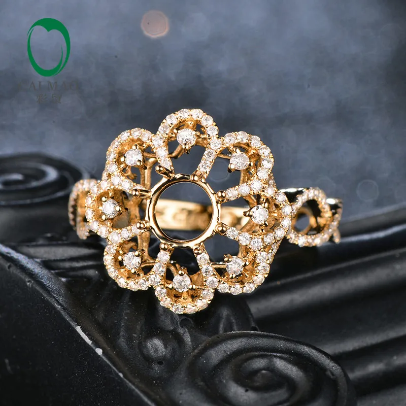 Caimao 6 мм круглый разрез Semi Mount Setting кольцо 18K белое золото обручальные ювелирные изделия