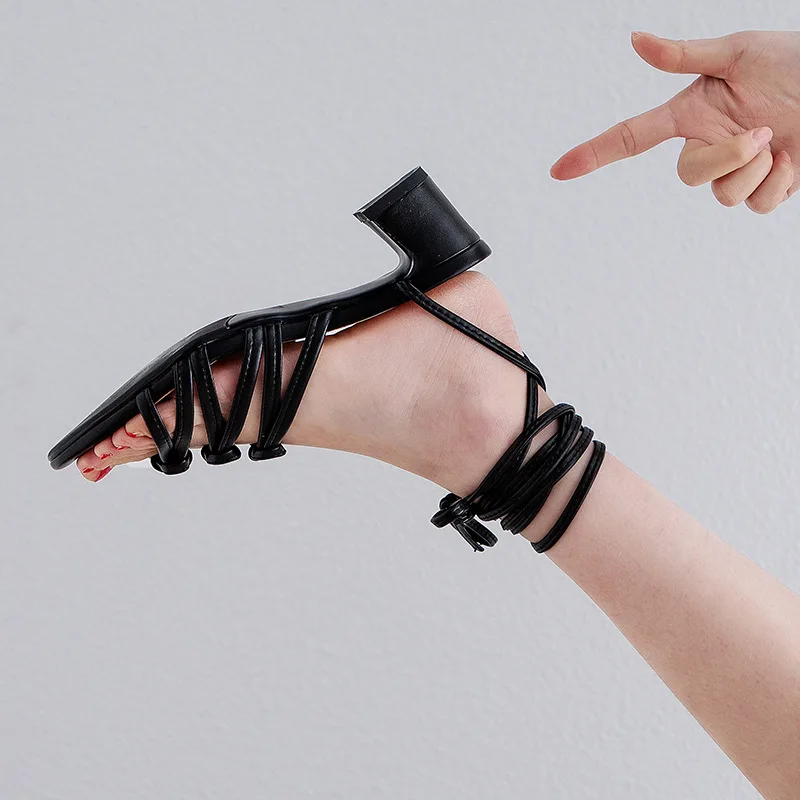 

2019 summer new style open toe thick with cross straps ankles around women's sandals ladies sandals