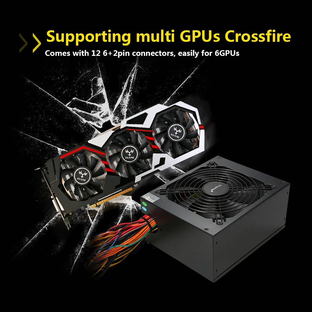 1250 واط GP1350G atx الكمبيوتر pc التعدين امدادات الطاقة 80 زائد الذهب نشط pfc دعم 6 بطاقة الرسومات ل أسيك s9 s7 l3 تزوير bitcoin
