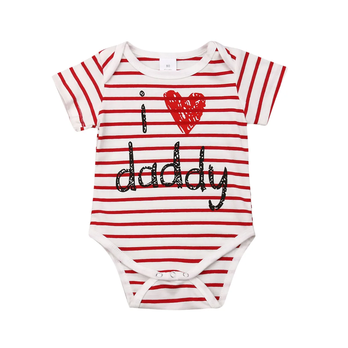 

2019 New Mother's Day Father' Day Newborn Baby Cotton Short Sleeve Stripe Romper I Love Mommy Daddy Jumpsuit Outfits 0-24M