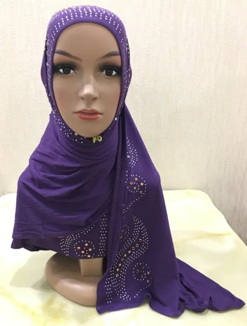 H1339 Модный Эластичный Трикотажный Хлопковый длинный шарф со стразами, Женская повязка на голову, быстрая