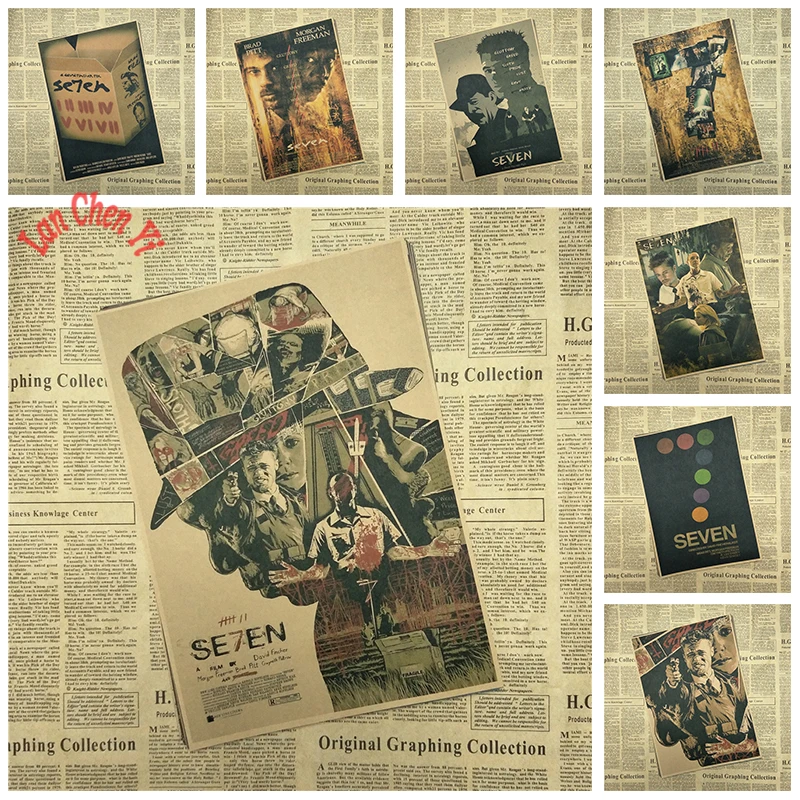 

Vintage Nostalgic Classic Movie Se7en Matte Kraft Paper Poster Office Gift Room Dining Home Decor wall sticker Design