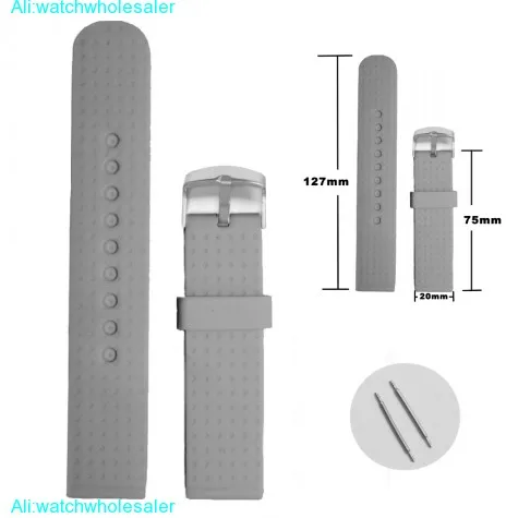 20mm  Fun Grey Color Silicone Jelly Rubber Unisex Watch Band Straps WB1053I20JB