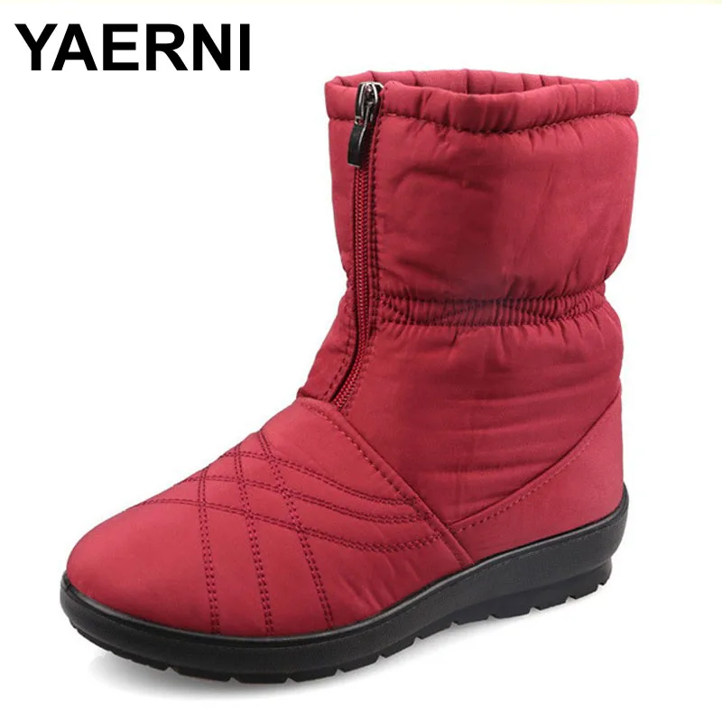 

YAERNI Plus Size 35-42 Flexible Cube Woman Boots High Quality Cozy Warm Fur Inside Snow Boots Winter Shoes Woman