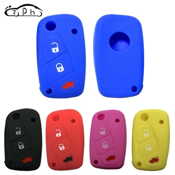 

1pcs Silicone Car Flip Key Case for FIAT Panda Stilo Punto Idea Doblo Grande Bravo 500 Ducato Minibus Remote Key Cover 3 Buttons