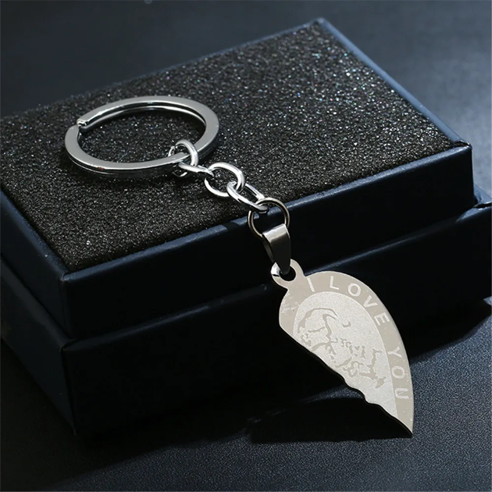 half heart key chain