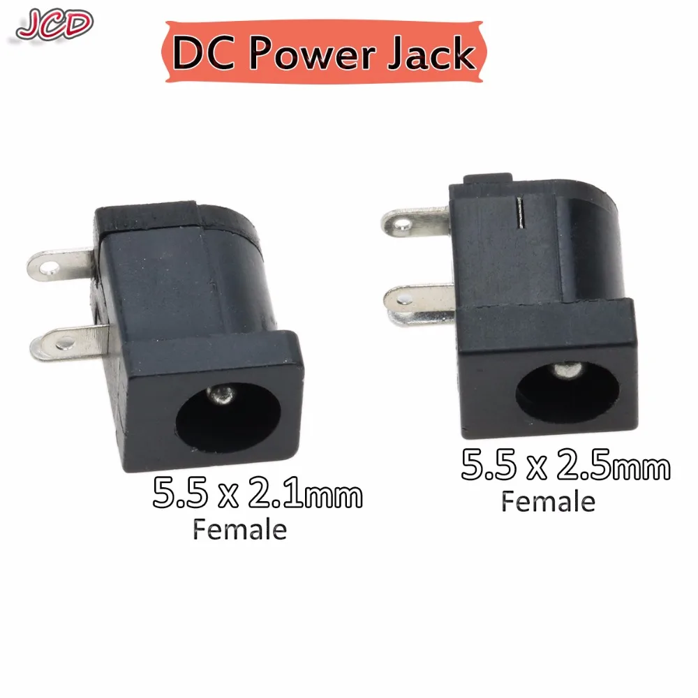 JCD черный разъем питания постоянного тока DC005 5 5*2 1 мм 2 Разъем с круглой иглой 5x2