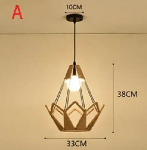 Промышленный Ретро подвесной светильник s для ресторана бара кафе магазина подвесной светильник тканая пеньковая веревка алмазная подвеска в форме клеток лампа - Цвет корпуса: A