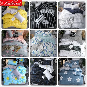

High Quality Soft Cotton Duvet Cover 3/4 pcs Bedding Set Adult Kids Bed Line Single Full Queen King Big Size Bedspreads 180x220