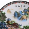 Jingdezhen Art Ceramic Ornamental Beautiful Landscape Plate Decoration Plate Wood Base House Porcelain Plate Set Wedding Gift 2