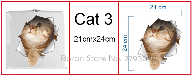 кошек 3D наклейки на стену Туалет Наклейки отверстие просмотра яркие наклейки Ванная комната декор для дома животного виниловые наклейка